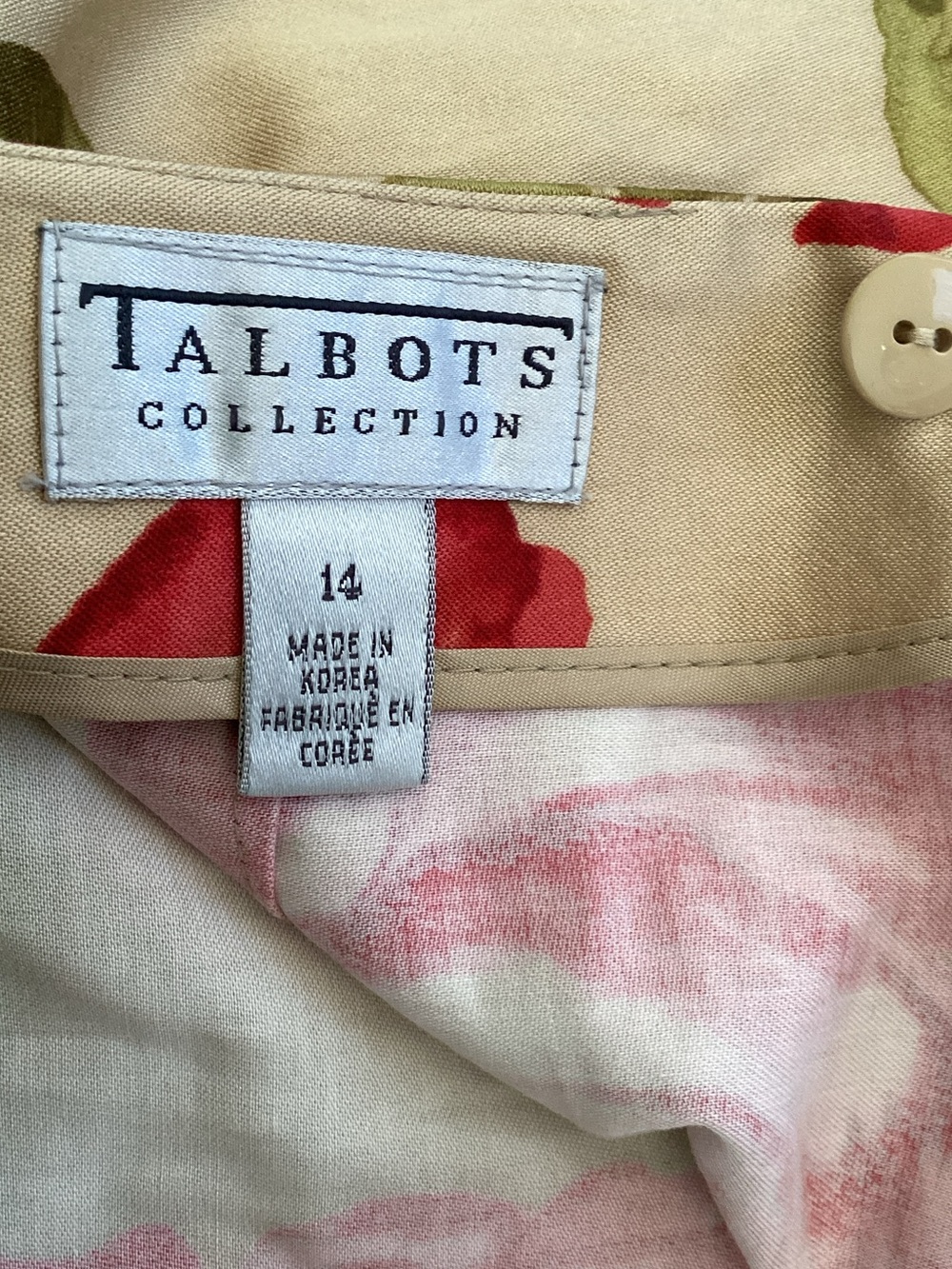 Talbots Cream Pencil Skirt with Red Floral Print - Picture 2 of 6